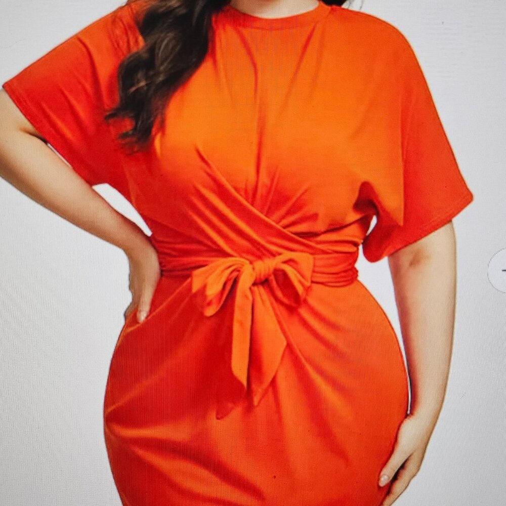 Orange Tie Front Dress